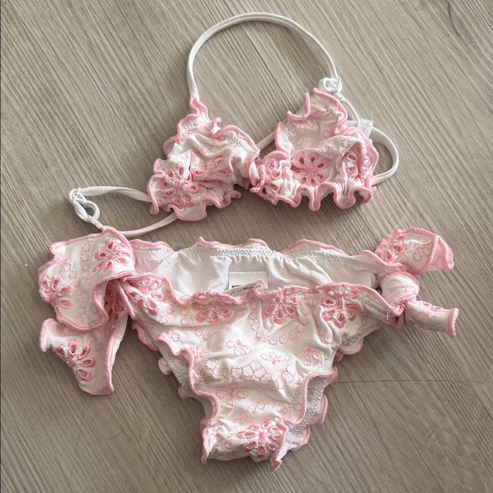 MC2 Saint Barth Pink and White Floral Kids Bikini